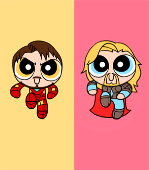 Illustration for article titled Powerpuff Girls and the Avengers combine to save the world (or just be adorable)